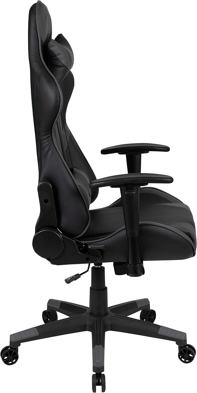 Flash Furniture X20 Gaming Chair Racing Office Ergonomic Computer PC Adjustable Swivel Chair with Fully Reclining Back in Gray LeatherSoft