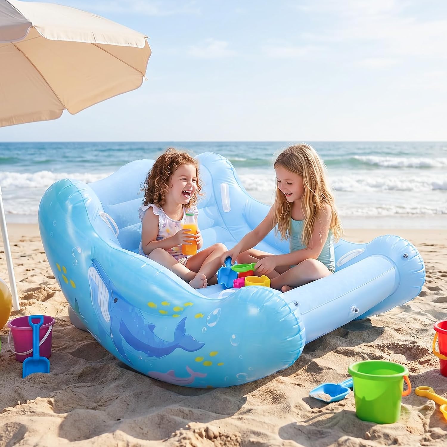 Sensory Chair for Kids, Inflatable Rocking Chair for Autism & ADHD, Cloud Rocker for Deep Pressure Therapy, Sensory Room Equipment for Toddlers Boys & Girls (Sea)