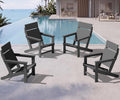 SERWALL Modern Adirondack Chairs, Slatless HDPE Adirondack Chairs, Solid Backrest Plastic Outdoor Chairs Set of 4,Wood-Like Texture-Grey