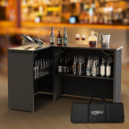 VINGLI 45" Commercial Grade Portable Bar Table for Events, Mobile Bartending Station, Outdoor Indoor Pop Up Bar Table with Skirt PP (45"-1P, Black, Standard)