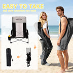 YOUNG WOOD High Beach Chair, Camping Chair, High Back Extra Wide Seat Chair with Comfortable Pillow & Storage Pocketsuitable for Adults, Children and Pets Fishing, PLoad Capacity 350lb,Black.1p