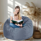 3 Feet Bean Bag Chair, Memory Foam Filled, Removable Cover, Bean Bag Chairs for Adults and Teens, Grey