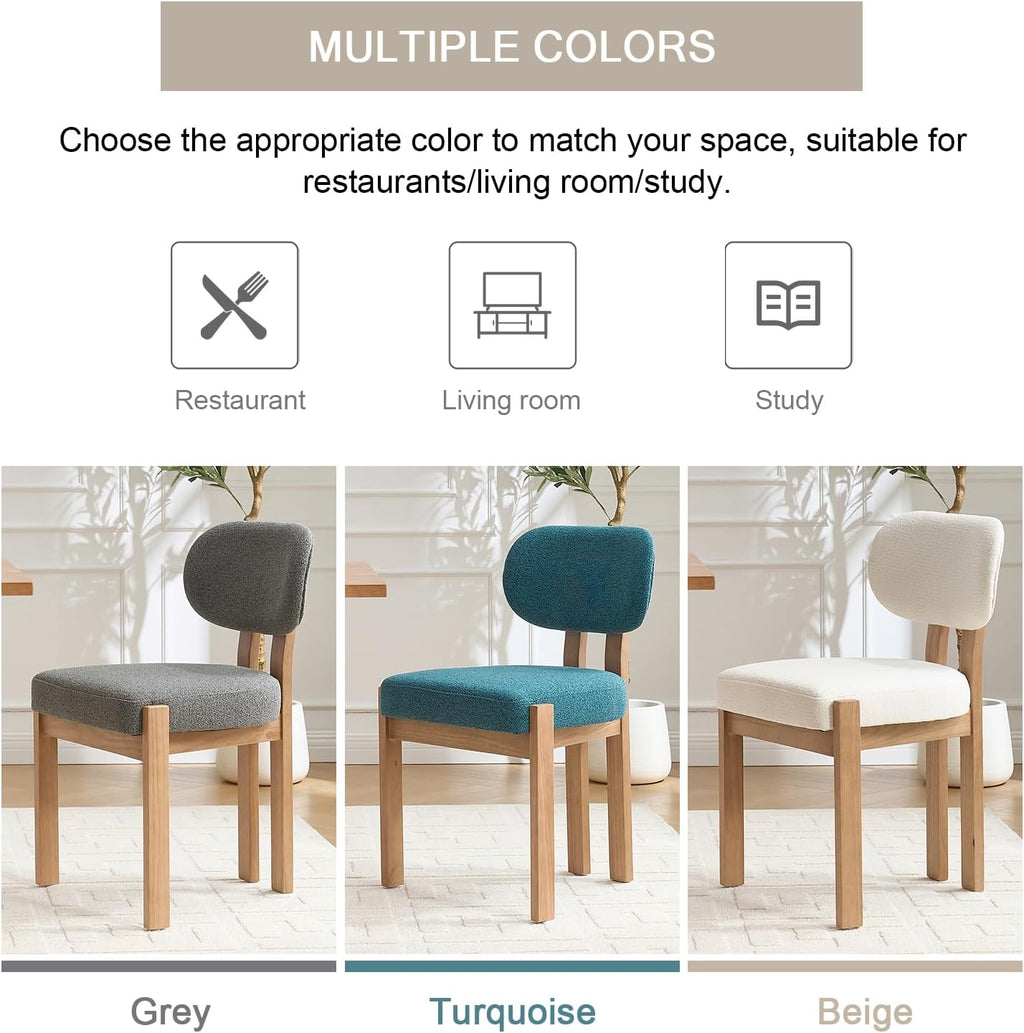Wooden Dining Chairs Set of 4, Mid Century Modern Chenile Upholstered Dining Room Chair Kitchen Chairs with Solid Wood Legs, Farmhouse Dinner Chair for Kitchen Restaurant Living Room, Beige