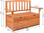 Cedar Outdoor Storage Bench with Backrest & Armrest, 44" x 22.8" x 33.1" Bright Orange Red Patio Deck Box with 440lbs Weight Capacity, Waterproof Outdoor Storage Seat