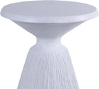 IRONORA Textured Concrete Accent Side Table, Hourglass Shaped Round Outdoor End Table, Weather Resistant Speckled Stone Pedestal Side Table for Patio Garden Living Room Bedroom Entryway, Nightstand