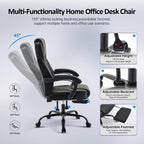 amseatec Big and Tall Office Chair with Footrest, Ergonomic Leather High Back Computer Chair Infinite Lock Reclining 90°-135°,20 Spring Packs,300lbs Executive Desk Chair for Home Office（Black）