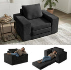 45" Convertible Sofa Chair Bed for Small Spaces, Corduroy Sleeper Chair with High Density Foam, No Assembly Folding Couch Chair with Armrests for Apartment Bedroom Guest Room