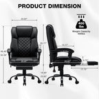 HOFFREE Heated Office Chair Massage Desk Chair with Heat 400lbs Executive Reclining Home Desk Chair with Footrest,Linkage Armrests for Heavy People(Black)