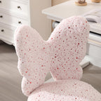 Kmax Kids Desk Chair, Faux Fur Butterfly Chair with Wheels Adjustable Fuzzy Kids Office Chair Cute Swivel Childrens Chair for Bedroom Reading Room - Pink