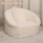 Mini Toddler Chair Comfy - 17.3'' Compact Kids Couch with Carry Handle, Soft Teddy Plush Toddle Chair, Washable Cover & Sturdy Design for Nursery & Playroom - White