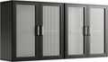 24”W Wall Cabinet with Acrylic Glass Doors Set of 2, Kitchen Wall Cabinets with Adjustable Shelf, Laundry Room Wall Mounted Cabinet, Bathroom Wall Cabinet with Light(Black)