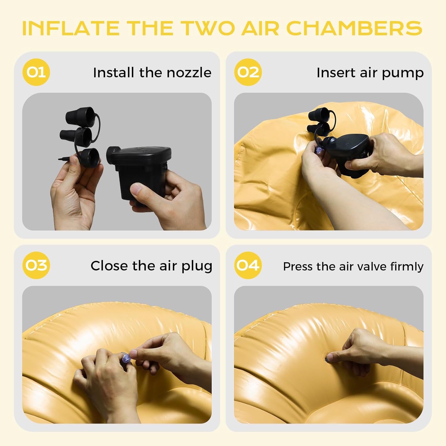 6 Pcs Inflatable Bean Bag Chairs with Electric Air Pump, Giant Blow Up Couch, Outdoor Folding Beanbag Chairs for Adults, Portable Lounger Air Sofa Lazy Sofa Seating for Movie Night Home Camping(Orange