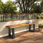 ERGOMASTER Outdoor Bench, 57.5" Acacia Wooden Dining Bench with Steel Legs, 1 Pack