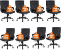 CLATINA Mid Back Leather Office Executive Chair with Lumbar Support and Padded Armrestes Swivel Adjustable Ergonomic Design for Home Computer Desk 8 Pack