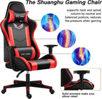 Gaming Chair Office Chair Ergonomic PC Computer Chair Reclining Racing Chair with Headrest and Lumbar Support Gaming Chair for Adults Men Women Teens Desk Chair (Black+red)