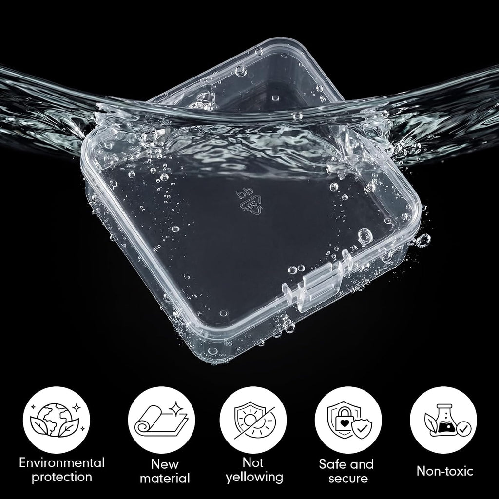 SATINIOR 300 Packs Clear Small Plastic Containers 2.9 X 2.9 X 1 Inches Transparent Storage Box with Hinged Lid in Bulk for Jewelry Hardware Crafts Small Items