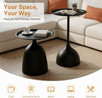 2-Piece Coffee Table, Durable Small Round Coffee Tables for Living Room, Easy Assembly Modern Nesting Coffee Tables Set, Circle Side Tables Round End Table for Sofa Bedside Balcony (Black)