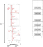 Kitchen Pantry with 2 Pneumatic Door, Open Storage, and Bottom Cabinet, White.