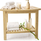 Bamboo Stool – Natural Wood Finish, Eco-Friendly Small Bench for Bathroom, Bedroom, Entryway, or Spa – Durable, Lightweight & Stylish Seating or Step Stool