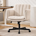 Criss Cross Office Chair with Wheels and Arms, Vanity Chair with Back, Comfy Swivel Cross Legged Office Chairs for Ultimate Comfort and Support, Unique Multifunctional Stylish Arms (Fabric Beige)