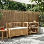 Natural Bamboo Garden Storage Bench with Hidden Compartment, 110 x 47 x 80 cm, Post Leg Design for Indoor and Outdoor Use, Easy Assembly Required