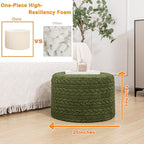 Round Pouf Ottoman Foot Stool 20x14In Ottoman Footrest for Couch Sofa Green | All-in-one Foam Floor Pouf,Ottoman Coffee Table,Footstool Ottoman Boho Poof Home Decor Beanbag Chairs for Living Room Bedroom