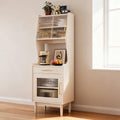 Tall Kitchen Storage Hutch Cabinet, Farmhouse Pantry Storage Cabinet with Sliding Barn Doors, Arched Pantry Cabinet, for Living Room Kitchen(White)