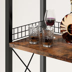 Homeiju Wine Rack Freestanding Floor, Bar Cabinet for Liquor and Glasses | 4-Tier bar Cabinet with Tabletop, Glass Holder, Storage Drawer and Wine Storage for Living Room (Patent No.D29872845)
