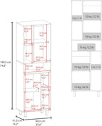 23.6" D*16.2" W*74.8" H Freestanding Kitchen Pantry with 4 Shelves, 2 Single Doors, Rectangular Wood Storage Cabinet, Modern Minimalist, for Living Room, Dining Room, White