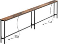 SUPERJARE 102 Inch Sofa Table with 2 Power Outlets and USB-C Ports, 5.9 Inch Narrow Console Table with Storage, Extra-Long, for Entryway Hallway Couch Behind Sofa, Small Spaces, Rustic Brown