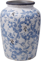 Light Blue White vase Flower Ceramic Porcelain Vintage Chinoiserie Floral French 8" H