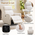 HAOMARKETS Electric Swivel Rocker Recliner Chair, Power Faux Leather Glider Rocking Recliners for Adults,360° Swivel Nursery Reclining Sofa with USB Charging Port, White
