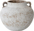Rustic Farmhouse Textured Ceramic Vase with Two Handles, Distressed White Pottery Flower Vase for Centerpiece, Decorative Vases for Living Room, Kitchen, Table Top Decor, Gift & Weddings