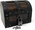 Nautical Cove Handmade Wooden Treasure Chest Storage Box – Deluxe Design with Real Leather Accents, Working Iron Lock & Skeleton Keys, Decorative Keepsake Chest (X-Small - 5.5 x 4 x 4)