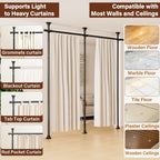 Abiglifty Room Divider Curtain Rod No Drilling, Adjustable 4-10ft(H) 28-114inch(W) Wall Divider for Room Separation, Heavy Duty Floor to Ceiling Tension Curtain Stand, Black