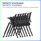 40 Pack Stackable Conference Room Chairs with Paddle Folding Office Chair Foldable Desk Chair Mesh Back and Arms for Conference Meeting Guest Reception Home Office Training Room Chair Black