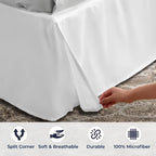 SGI Bedding 10 inch Drop Bed Skirt Queen Size - Platform Style with Secure Fit, Classic Tailored Look, Elegant Pleated Style Dust Ruffle, Split Corners, Wrinkle Resistant Microfiber - White