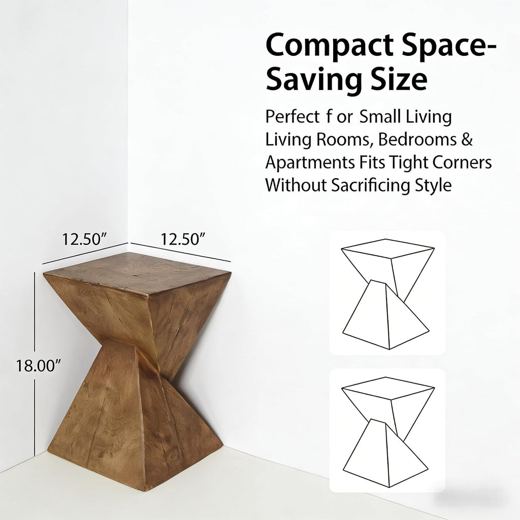 Modern Side Table with Geometric Design, Stylish Accent End Table for Living Room & Bedroom, Contemporary Black Accent Furniture for Home Decor (Natural)