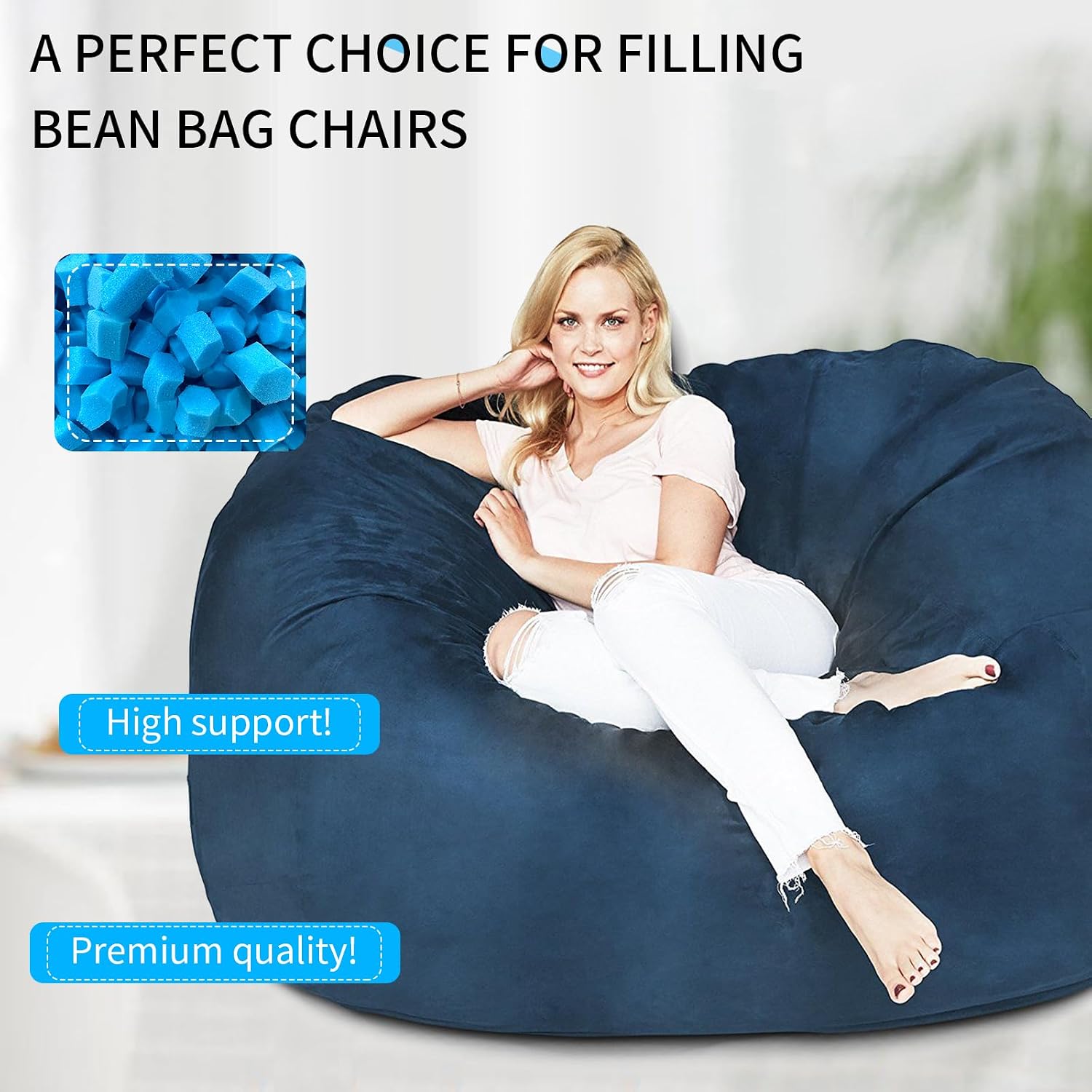 20lbs Bean Bag Filler, Shredded Memory Foam Filling, Pillow Filler | Stuffing, Bean Bag Filling, Punching Bag Filler, Foam Refill for Pouf/Ottoman Stuffing/Boxing Bag, Added Gel Particles