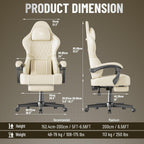 Ferghana Gaming Chair, Leather Comfortable Computer Chair with Footrest and Linkage Armrest, Ergonomic High Back Game Chair with Massage Lumbar Support for Adult, Beige