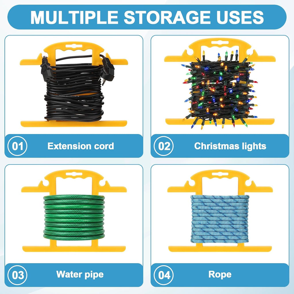 4Pcs ABS Heavy Duty Extension Cord Storage Reel Christmas Light Storage Holder Portable 100ft Cord Organizer Yellow H-shape Wrap-Holds Extension Spools Cord Winder for Indoor & Outdoor