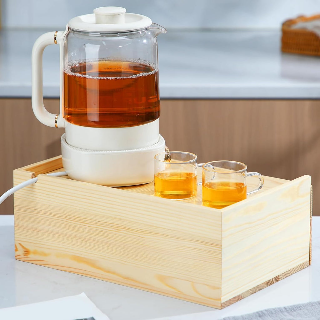Cinnvoice Tea Bag Organizer Wood Tea Organizer Storage Box 8 Compartments Container Holder with Lid to Storage and Keep Fresh(Brown)