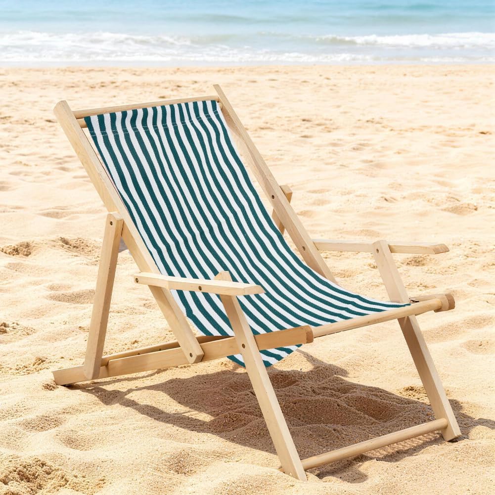GORGECRAFT 118X43cm Beach Sling Patio Chairs Canvas Folding Chair Replacement Outdoor Chairs Cloth Replacements Twill Weave Dark Green Portable Reclining Sling Chair Fabric for Summer Vacation Garden