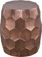 Round Aluminum Material 32" Coffee Table and 21" Height End Table Set 2PC Tables with Glossy Diamond Patterned Base Copper
