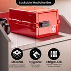 Lockabox Mini™ | Small Medicine Lock Box with Combination Lock (Half Letter Sized) | Mini Medical Lockable Box For Tablets, Creams & Medical Pens | External Size 8.8 x 6.1 x 4.7 Inches (Medi Red)