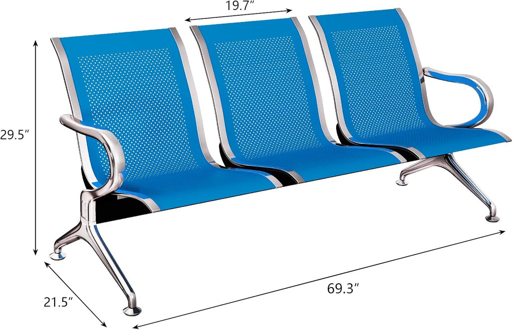Kinfant Set of 3 Office Chair - 3-Seat Reception Guest Chairs Waiting Room Bench for Airport Hospital Bank Salon Barber Hall Room Conference