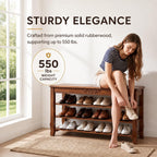 Shoe Rack Bench with Lift-Top Storage,3-Tier Shoe Storage Bench with Wooden Seat,550lbs Heavy Duty Entryway Bench for Hallway,Foyer,Front Door,Closet,Shoe Organizer Bench,31.5"