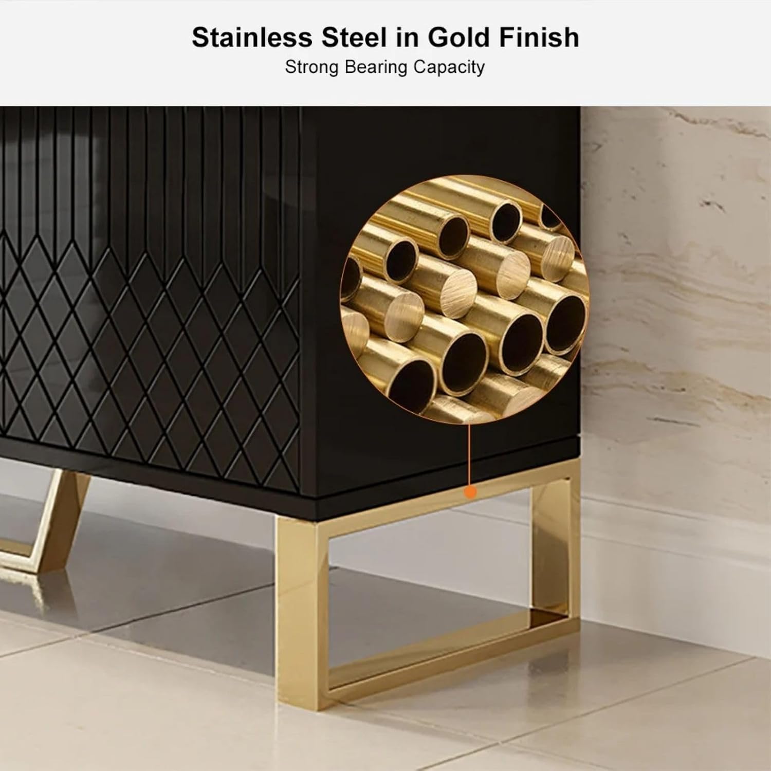 homary Modern 59" Buffet Cabinet Table with 4 Doors & 6 Shelves - Sideboard Cabinet for Dining Room, Kitchen (Black)
