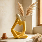 Arawat Ceramic Thinker Vase Yellow Flower Vase for Home Decor Modern Cute Boho Vases for Table Room Decor Unique Aesthetic Ceramic Decorative Vases for Centerpieces Birthday Gifts for Women Men