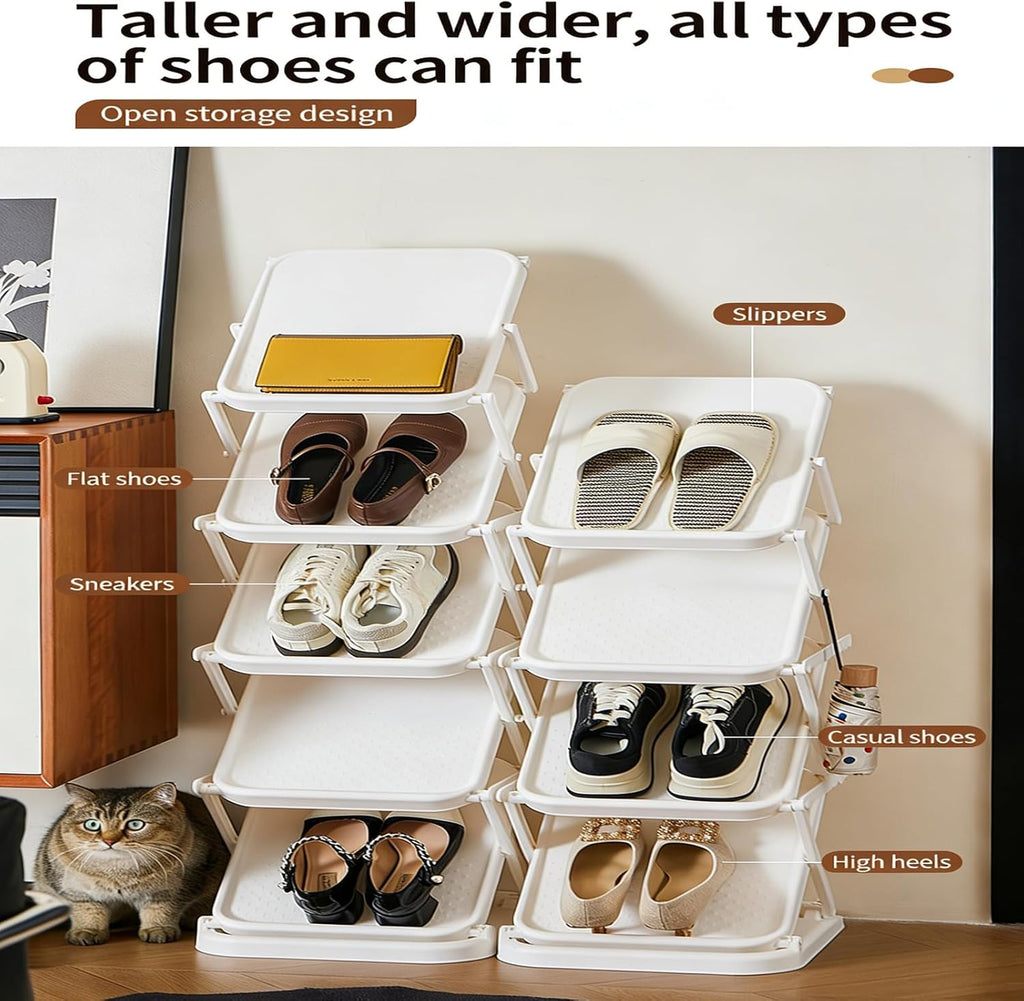 Portable Shoe Shelf Multifunctional Foldable Shoe Rack Space Saving Multi Layer Storage for Entryway Easy Assembly